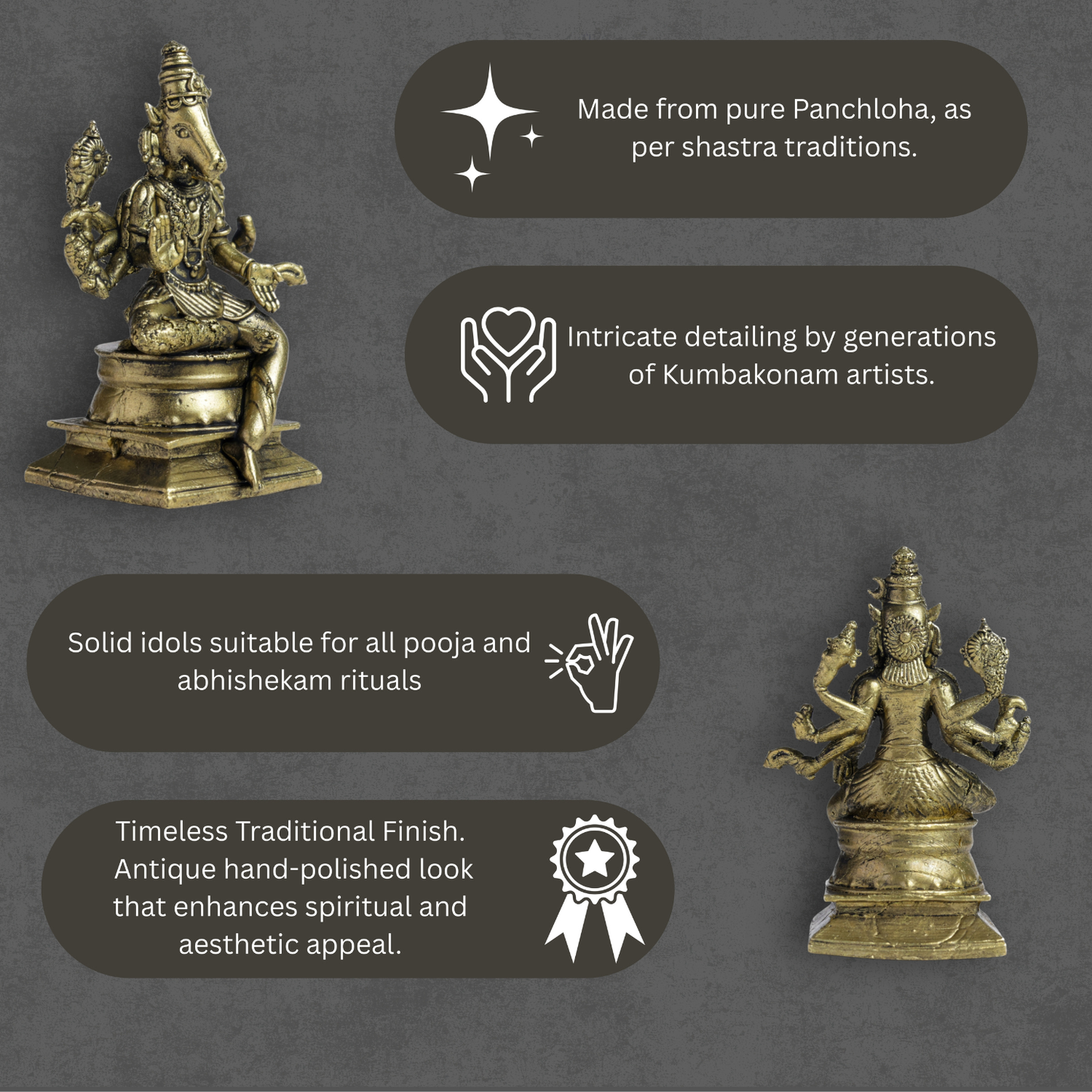 Bhimone Decors | Varahi Amman Panchaloha Idol | Handcrafted Mini Brass Finish | 7 cm Hindu Goddess idol