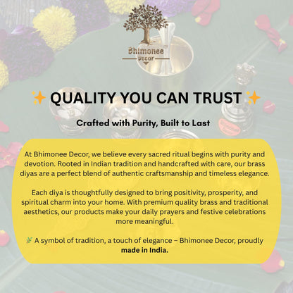 Bhimonee Decor Complete Brass Puja Set | 8 Pcs Traditional Pooja Kit with Diya, Bell, Kalash, Spoon, Bowls & Incense Holder | Gold Polish Mandir Essentials for Aarti & Festivals