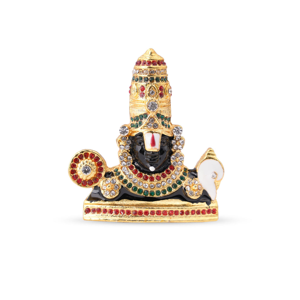NEETU ARTS | Gold-Plated Tirupati Balaji Stone Idol | 7.5 CM Divine Ve ...