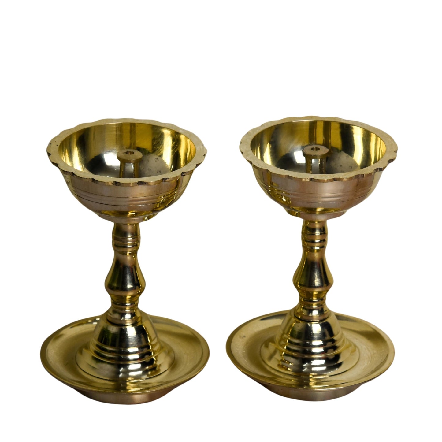 Bhimonee Decor| Pure Brass Udupi Nanda Diya | Deepak | Deep for Pooja | Home Temple Decor | Pack of 2 | 5 Inches | 510g
