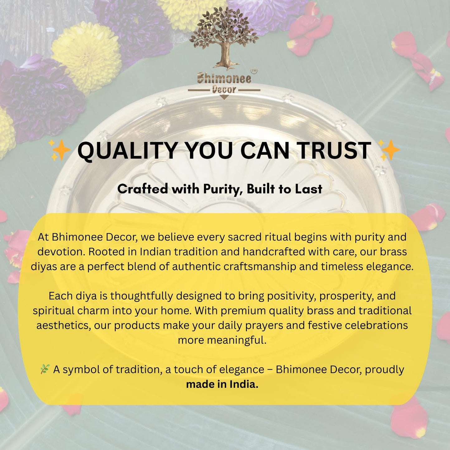 Bhimonee Decor Brass Puja Thali | Traditional Gold Polish Pooja Thali for Aarti, Temple, and Festival Rituals | Classic Devotional Accessory for Mandir & Home