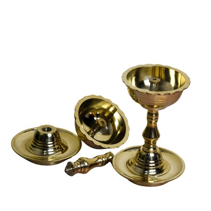 Bhimonee Decor| Pure Brass Udupi Nanda Diya | Deepak | Deep for Pooja | Home Temple Decor | Pack of 2 | 5 Inches | 510g