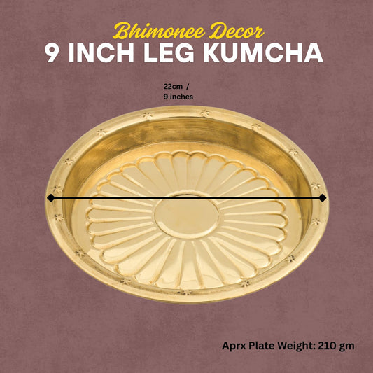 Bhimonee Decor Brass Puja Thali | Traditional Gold Polish Pooja Thali for Aarti, Temple, and Festival Rituals | Classic Devotional Accessory for Mandir & Home