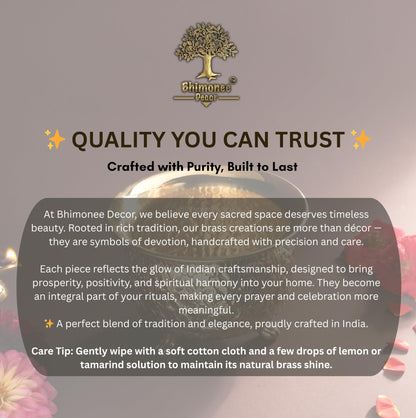 Bhimonee Decor Carving Bowl 6" | 430 gm Decorative Brass Bowl with Stand | Home Decor, Pooja & Gifting | Brass | Gold