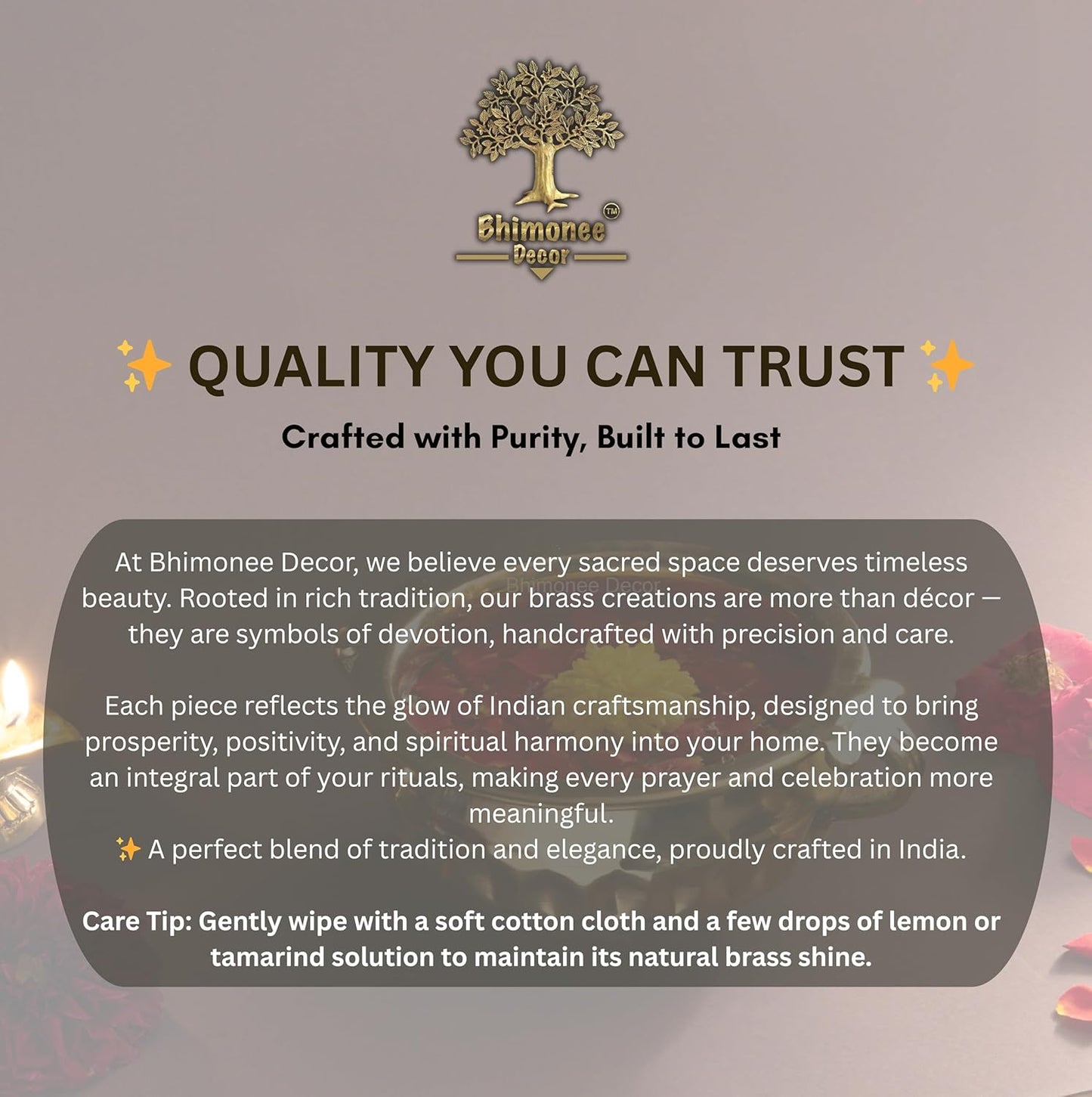 Bhimonee Decor Diamond Carving Urali Thali 6" | 320 gm Decorative Brass Bowl & Platter | Home Decor, Pooja & Gifting | Brass | Gold