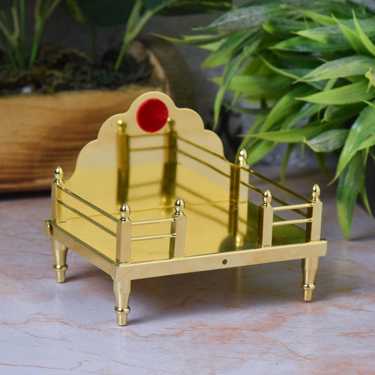 NEETU ARTS | Pure Brass Singhasan for Laddu Gopal | Laxmi & All God Idols | Intricate Handcrafted Throne | Temple & Pooja Room Décor | Traditional Religious Gift | 3.25 Inches | 125gm