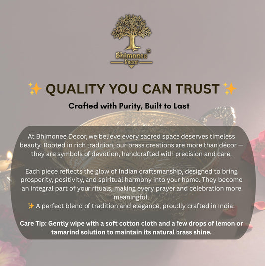 Bhimonee Decor Mughal Carving Fruit Bowl Handle 8" | 520 gm Decorative Serving Tray & Platter | Home Decor, Festivals & Gifting | Brass | Gold