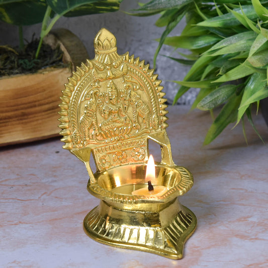 Bhimonee Decor | Pure Brass Laxmi Gold Diya | Deep | Deepak | for Pooja | Home Temple Decor | 4.5 Inches | 200g