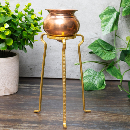 NEETU ARTS Golden Abhishek Stand – 6 Inch Large Brass Puja Stand for Jal Abhishek, Shivling Pooja & Rituals | Traditional Mandir Accessory | Rust-Free Golden Finish