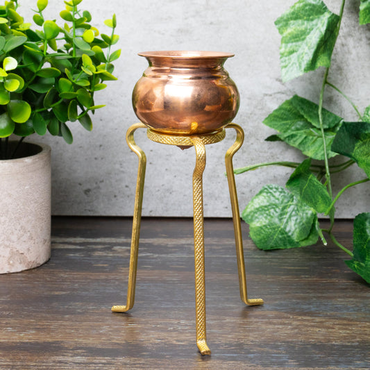 NEETU ARTS Golden Abhishek Stand – 5 Inch Medium Brass Puja Stand for Jal Abhishek & Shivling Pooja | Traditional Hindu Mandir Accessory | Rust-Free Golden Finish