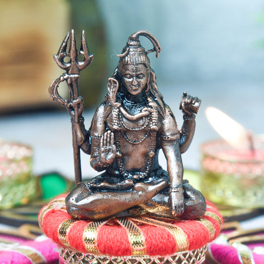 Copper Idols India - By Bhimonee Decor | 2-Inch Handmade Copper Shiva Idol | 110g Patina Antique Finish | Traditional Hindu Puja Murti | Pack of 1