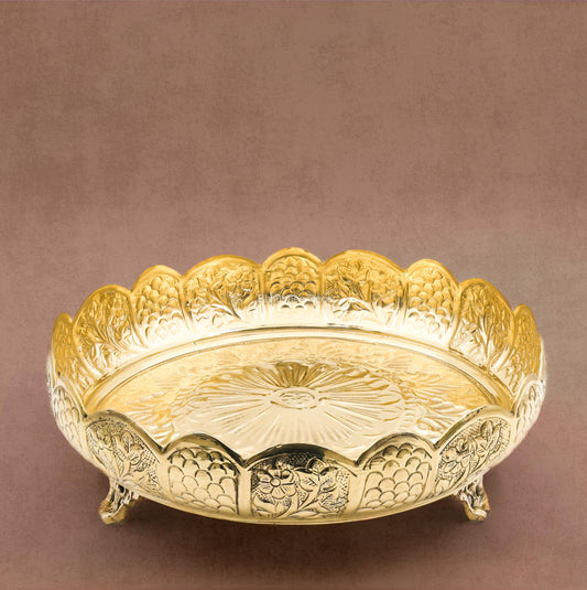 Bhimonee Decor Kangar Plate 10" | 600 gm Decorative Urli, Centerpiece for Home & Office Decor, Pooja, Festivals & Gifting