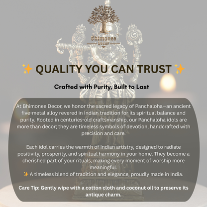 Bhimonee Decor 150 gm South Krishna Panchloha Idol | Size 9 × 3 × 3 CM | Handcrafted Traditional Divine Statue for Home & Temple Décor