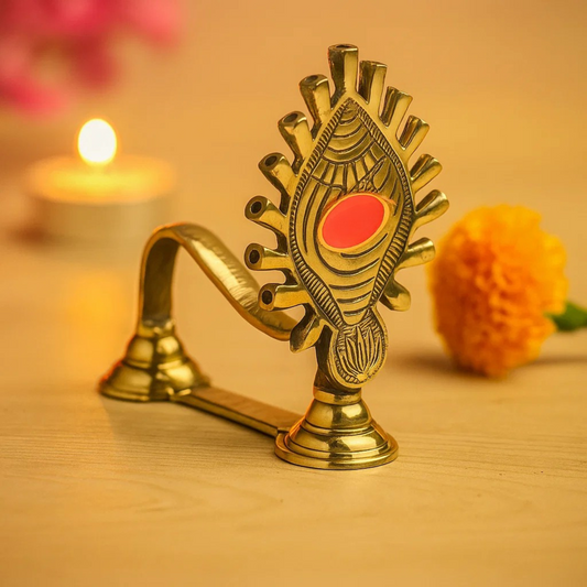 Bhimonee Decor Pure Brass Shankh Aarti, Deep, Deepak, Diya for Pooja Purposes, 5.5 Inches, 500gm