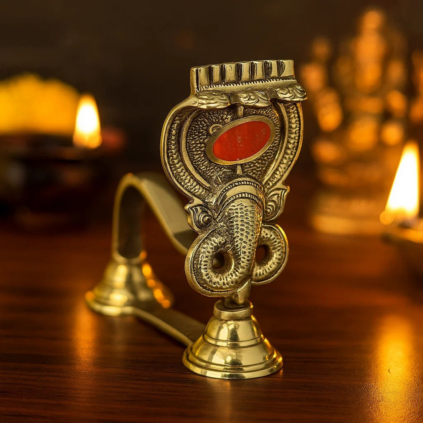 Bhimonee Decor Pure Brass Nag Aarti, Deep, Deepak, Diya for Pooja Purposes, 5.25 Inches, 500gm
