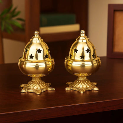 Modern Gift Centre - Set of 2 Pure Brass Tortoise Covering Diya/Tulsi Diya 4 inches by printology