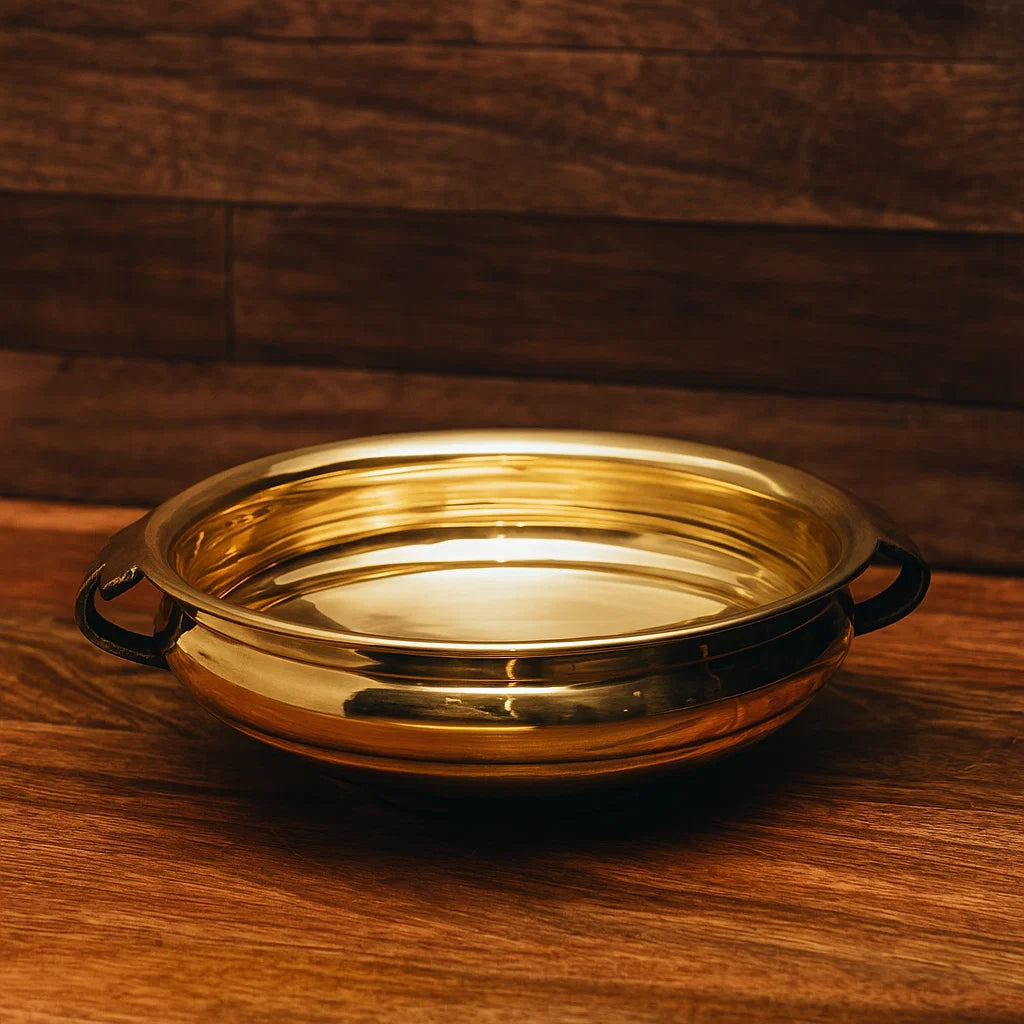 Bhimonee Decor Pure Brass Plain Design Urli/Uruli/Urali/Decorative Bowl 9.5 inches use for Living Room Decor