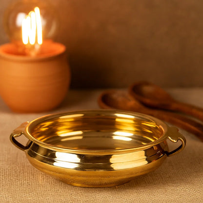 Bhimonee Decor Pure Brass Plain Design Urli/Uruli/Urali/Decorative Bowl 8 inches use for Living Room Decor