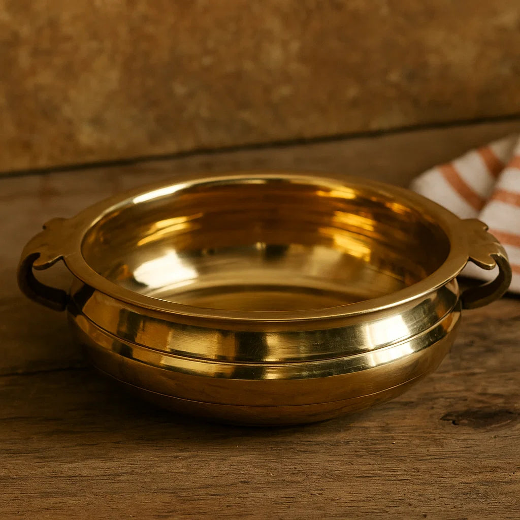 Bhimonee Decor Pure Brass Plain Design Urli/Decorative Bowl 7.5