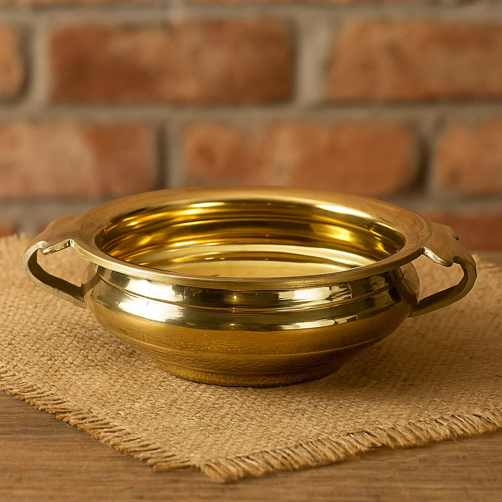 Bhimonee Decor Pure Brass Solid Plain Design Urli/Decorative Bowl 6.25