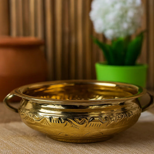 Bhimonee Decor Pure Brass Solid Hammered Design Urli/Decorative Bowl 8