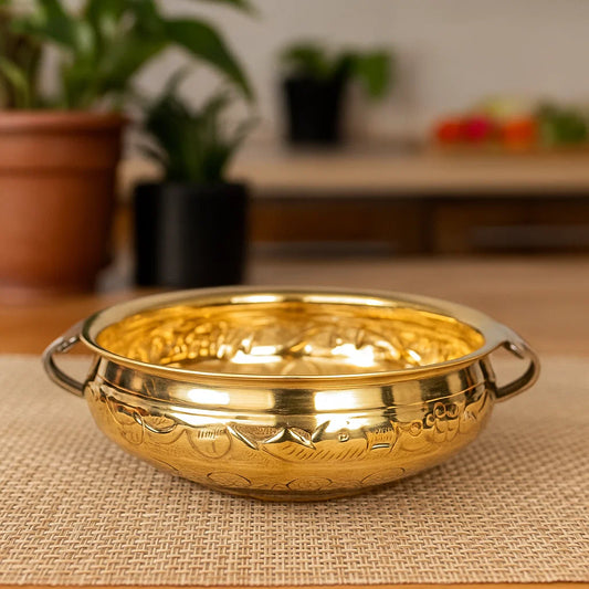 Bhimonee Decor Pure Brass Solid Hammered Design Urli Bowl 10