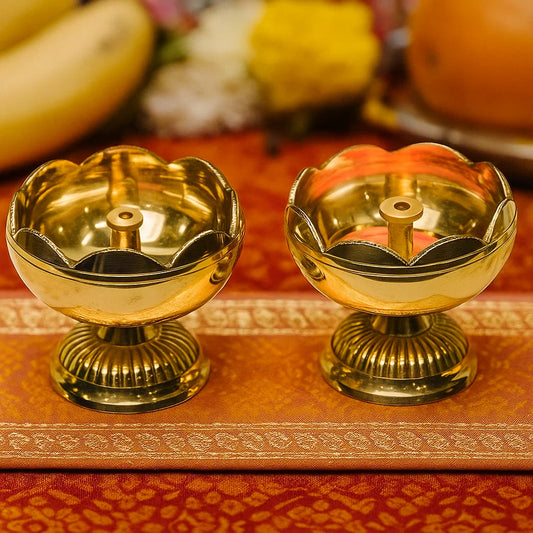 Bhimonee Decor Pure Brass Tamator Nanda Deep, Deepak, Diya for Pooja Purposes, 2.4 Inches, 240 gm