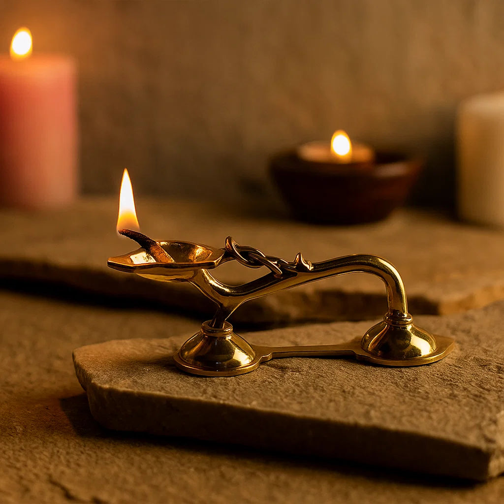 Bhimonee Decor Pure Brass Spoon Aarti, Deep, Deepak, Diya for Pooja Purposes, 2 Inches, 240gm