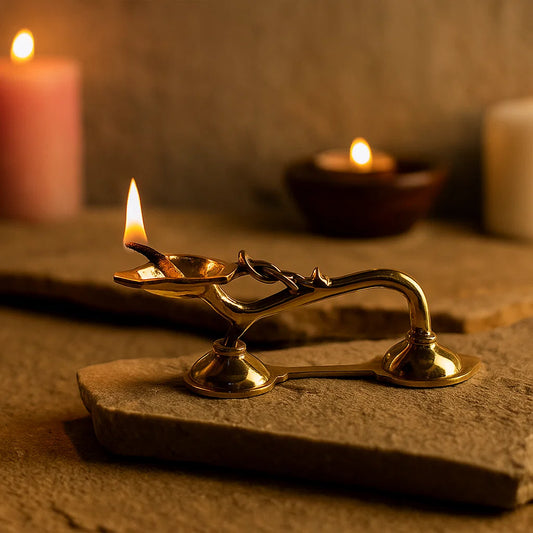 Bhimonee Decor Pure Brass Spoon Aarti, Deep, Deepak, Diya for Pooja Purposes, 2 Inches, 240gm