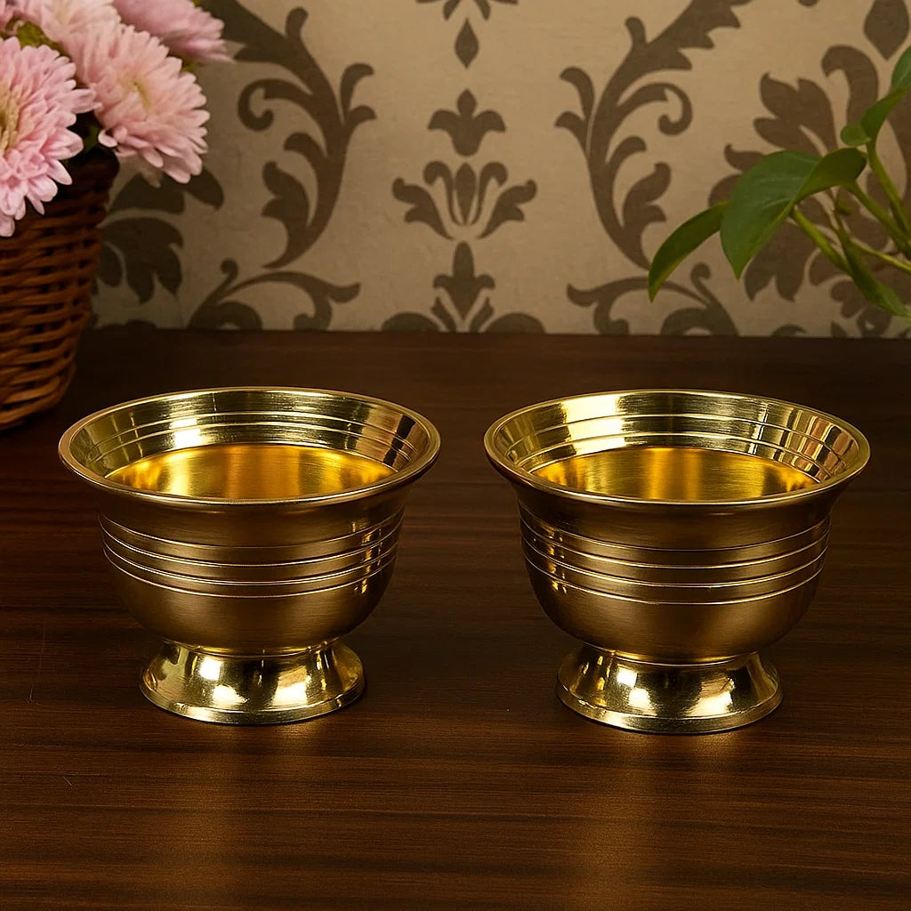 Bhimonee Decor Pure Brass Padam Pyalla, Deep, Deepak, Diya for Pooja Purposes, 1.8 Inches, 130gm