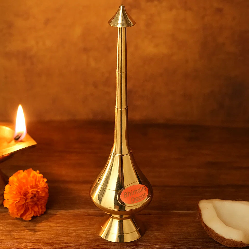 Bhimonee Decor Brass Paneer Chambu for Pooja Room Decor, 130 gm, 9 inches