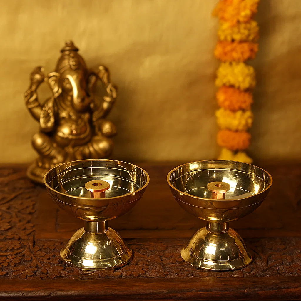 Pure Brass Nanda Pyali Deep, Deepak, Diya for Pooja Purposes, 1.85 Inc ...