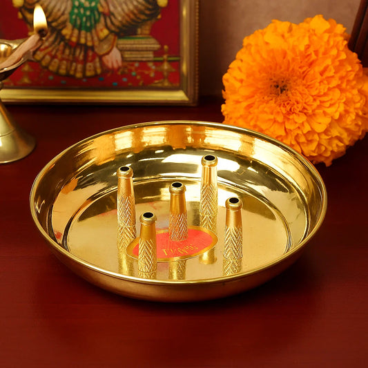 Bhimonee Decor Pure Brass Agardan Plate, 0.8 inches, 70 gm