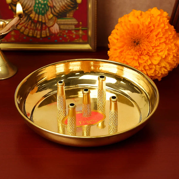 Bhimonee Decor Pure Brass Agardan Plate, 0.8 inches, 70 gm