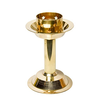 Bhimonee Decor Pure Brass Candle Stand Holder for Pooja Room Decor, Home Decoration All Purpose, 6.3 inches, 390gm