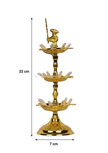 Pure Brass Neeranjan Electric Gold Bulb Lights Diya Height