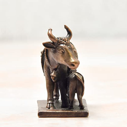 Handmade Copper Cow and Calf 1.75 inches India