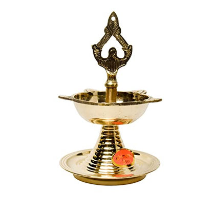 Bhimonee Decor Pure Brass Latkan Deep, Deepak, Diya for Pooja Purposes, 6.75 Inches, 370 gm