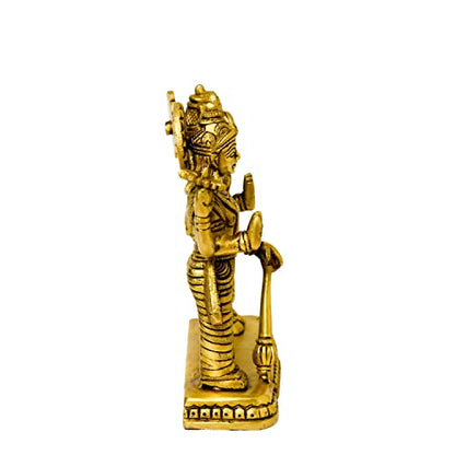 Bhimonee Decor Brass Laxmi Vishnu Idol for Home Decor, Gift & Puja, 1.550 kg, 6 inches, Brass Black Antique Finish, 1 Piece