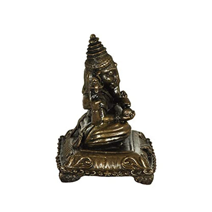 Copper Handmade Ganesha 2.1 inches Sitting Idol Side View