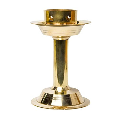 Bhimonee Decor Pure Brass Candle Stand Holder for Pooja Room Decor, Home Decoration All Purpose, 6.3 inches, 390gm