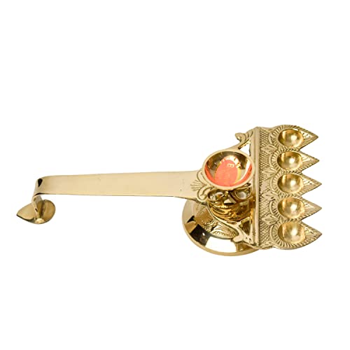 Pure Brass Panch Aarti 2.4 Inches