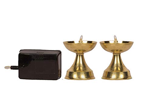 Pure Brass Neeranjan Electric Gold Bulb Lights Diya 