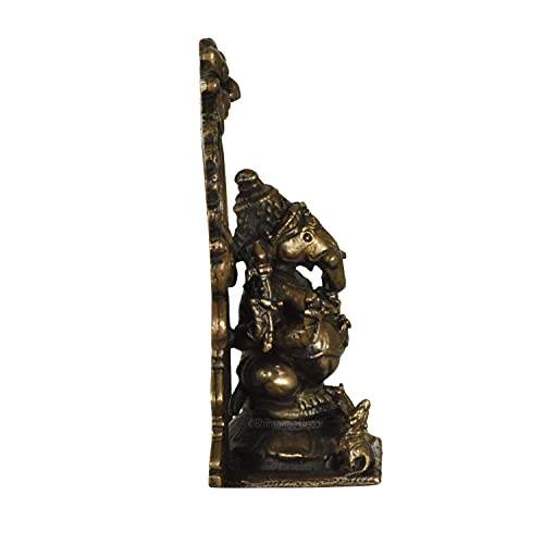 Copper Handmade Prabhavalli Ganesha Sitting Idol Statue Side View