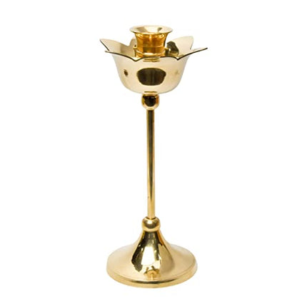 Bhimonee Decor Brass Candle Stand Holder for Pooja Room Decor, Home Decoration All Purpose, 8 inches, 250gm