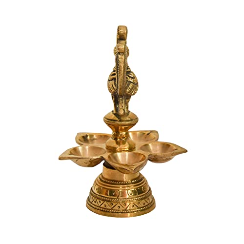 Bhimonee Decor Pure Brass Peacock Design Antique Diya |Table Diya|Deep|Deepak for Pooja|Puja|Mandir| Diwali Festival Decoration