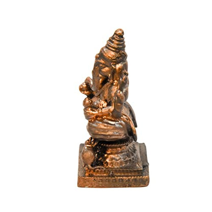 Handmade Copper Ganesha Idol 1.5 inches Side View