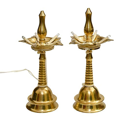 Pure Brass Electric Lighting Kerla Table Diya 7 Inches