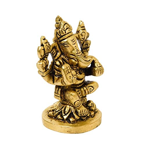 Pure Brass Sitting Ganesha Idol, 2.5 inches