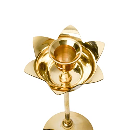 Bhimonee Decor Brass Candle Stand Holder for Pooja Room Decor, Home Decoration All Purpose, 8 inches, 250gm